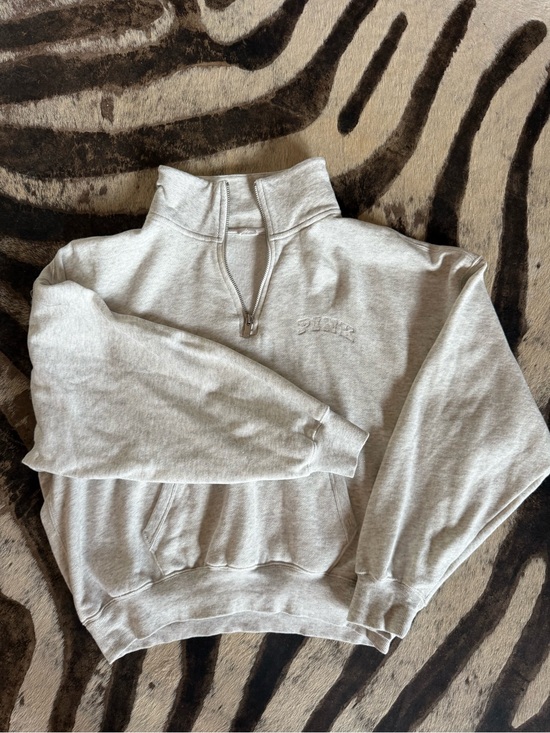 PINK Victoria's Secret Sweaters - Victoria Secret Cropped Light Gray Quarter-Zip Women's Sweater